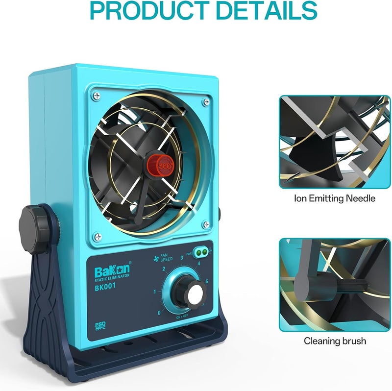 BAKON BK001 Ion Blower, Eliminate Static Electricity, Positive and Negative Charge Generator, Neutralization of Ions, Electronic Production and Maintenance of Anti-Static - Image 5